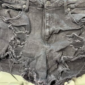 Aeropostale Charcoal Distressed Jean Shorts